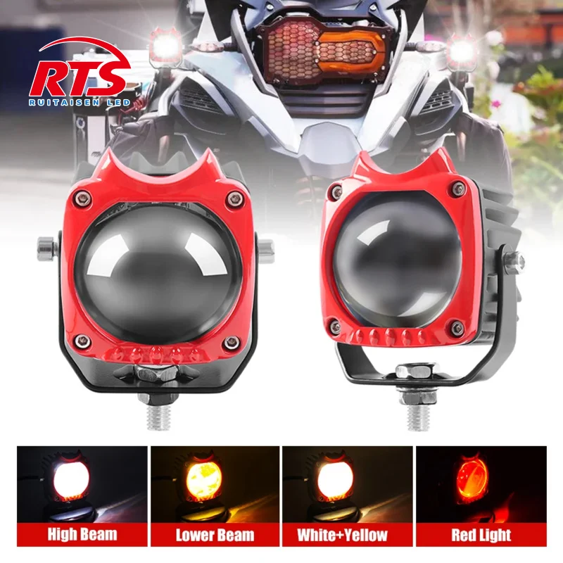 

Motorcycle LED External Headlight Square Fog Lamp for Dirt Bike Chopper Offroad Motor Driving Beam 12/24V Auxiliary Head Light