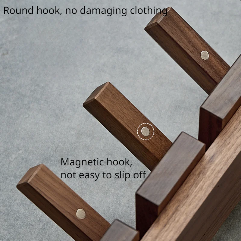 Hook on the Hallway Wall, Strong Adhesive, Non Punching Hanging Rack, Solid Wood Clothes Hook