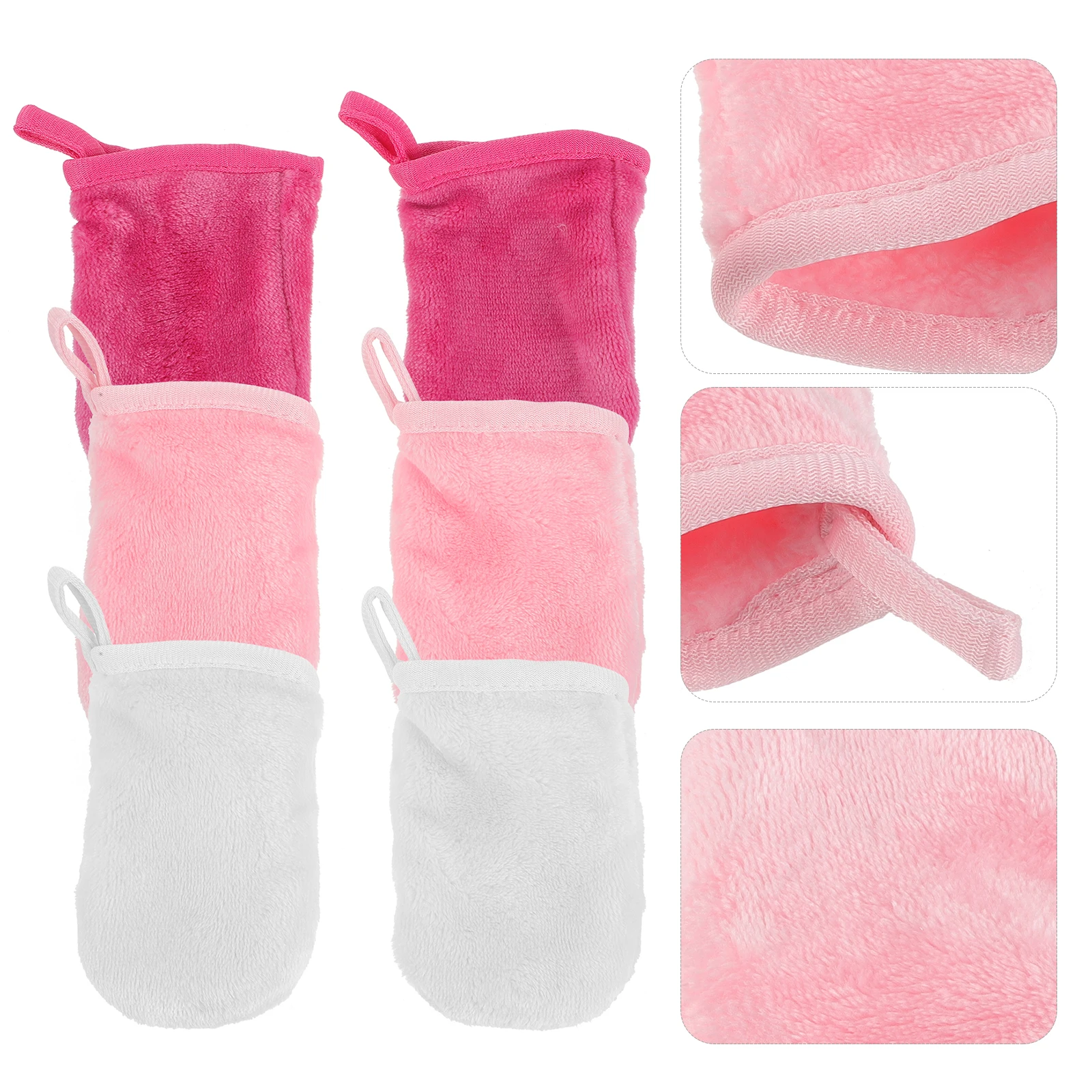 

6 Pcs Cleansing Gloves Soft Premium Material Makeup Remover Washing Tools Pink White Rose Colors Travel Size Hygienic Design