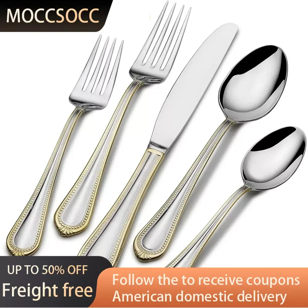 

65-Piece Stainless Steel Flatware Set Service for 12 Freight Free Dinner Plates Set Spoons Fashionable Kitchen Utensils Fork Bar