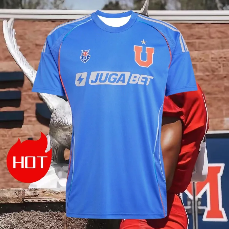 

2025 University De Chile 2025 Home Kit Football Match Dress Men's Sports T-shirt Knitted Fabric Breathable Football Short Sleeve