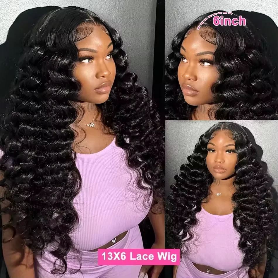 Loose Wave wig 13x6 hd Lace Front Human Hair Wig 30 40 Inches Brazilian Water Deep Wave Wigs For Women 13x4 HD Lace Frontal Wig image 4