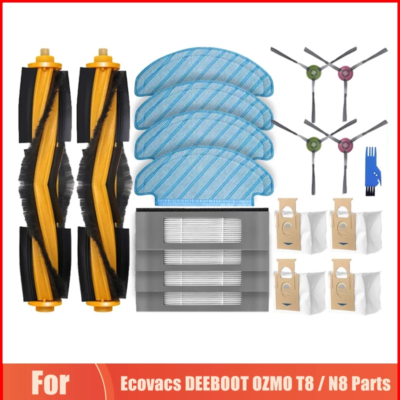 ل Ecovacs DEEBOOT OZMO T8 + / T8 AIVI / T8 ماكس Ecovacs DEBOT N8 + / N8 Plus / N8 برو قطع الغيار الرئيسية الجانب فرشاة Hepa تصفية ممسحة