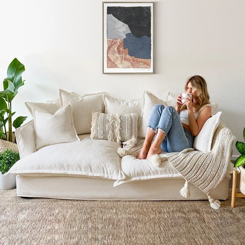 

Modern Lounge Living Room Sofas Puffs White Individual Cream Living Room Sofas Create European Muebles Lounge Suite Furniture