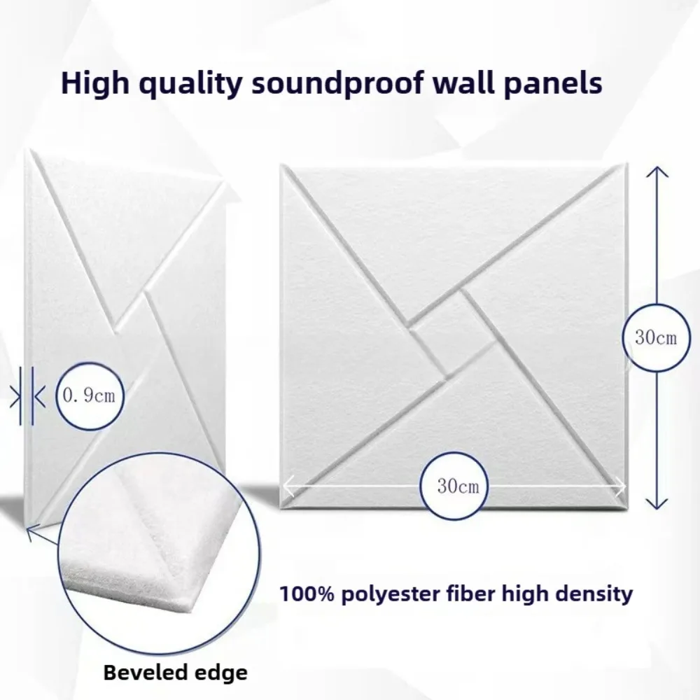 12 Sheets 30*30cm Soundproof Felt Tiles Polyester Creative Wall Display Acoustic Panels for Home Office Multi-Use Space