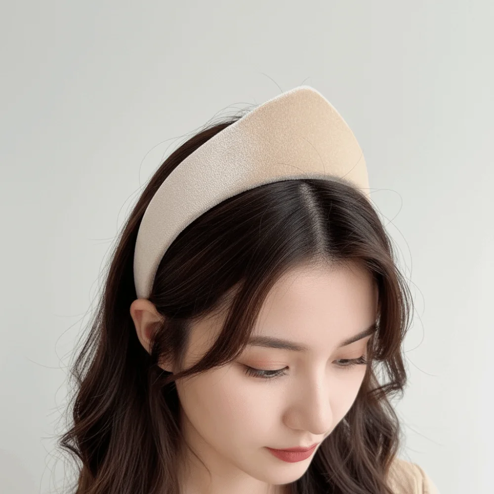 Elegant Velvet Crown Headband Multiple Colors Soft Fabric Smooth Texture Headwear Retro Style Unique European Hairband Wedding