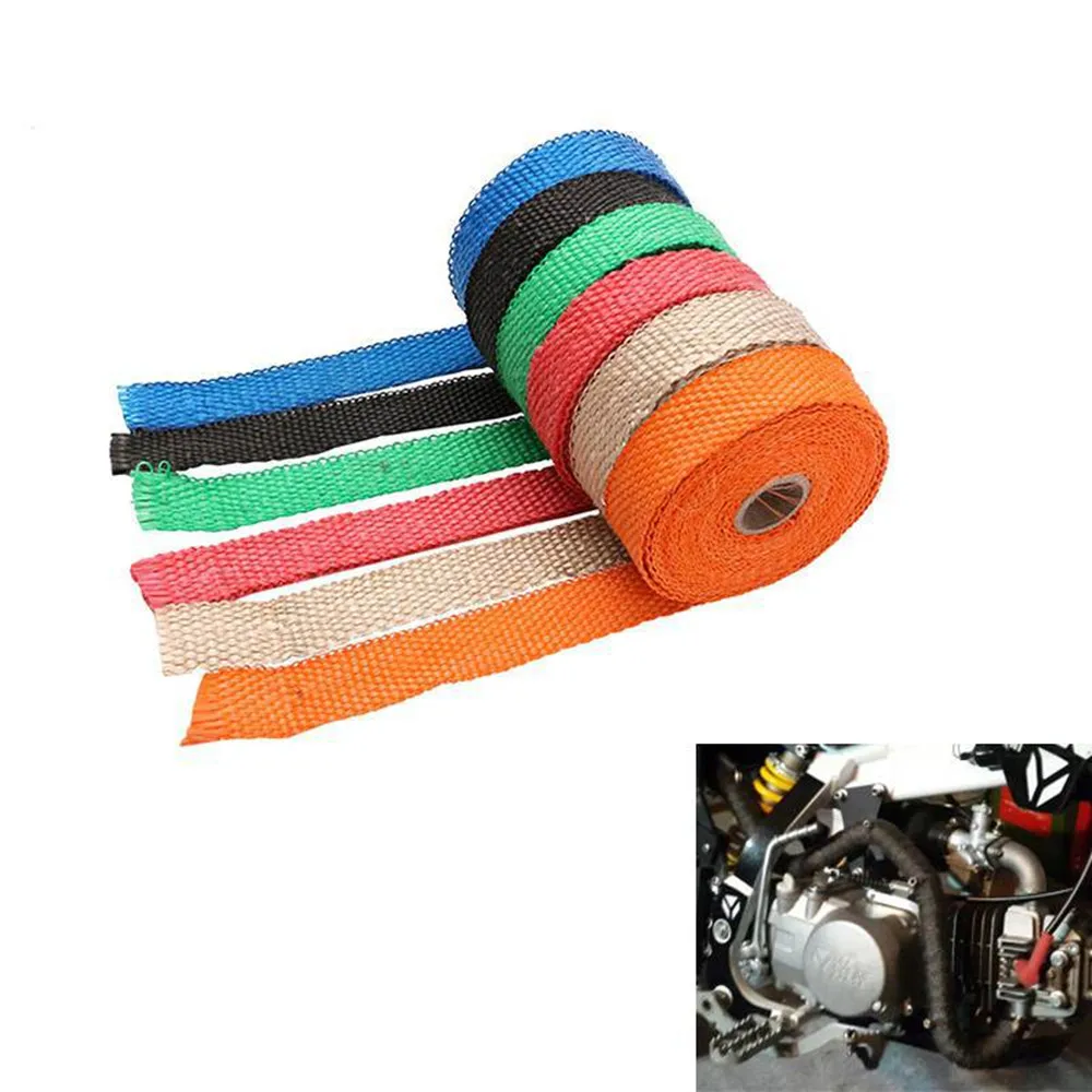 5 Meters Car Exhaust Pipe Wrap Insulation Glass Fiber Tape Auto Insulation Heat Wrapped Tape HighTemperature Roll Heat Shield