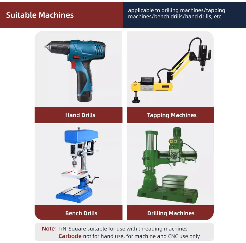 BB Gewindebohrer Kombination TiN HSS Hartmetall ISO H2 Metrische Maschine Handgewindebohrwerkzeug Sechskant-Vierkantschaft-Set für Metall Holz – Detail 10