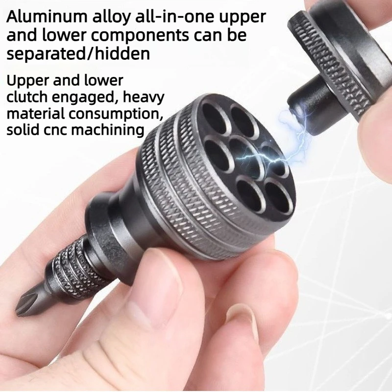 7-in-1 Aluminum Alloy Mini Steel Cannon Multifunction Screwdriver Repair Tool Set Multi-Head Combo Hand Tool