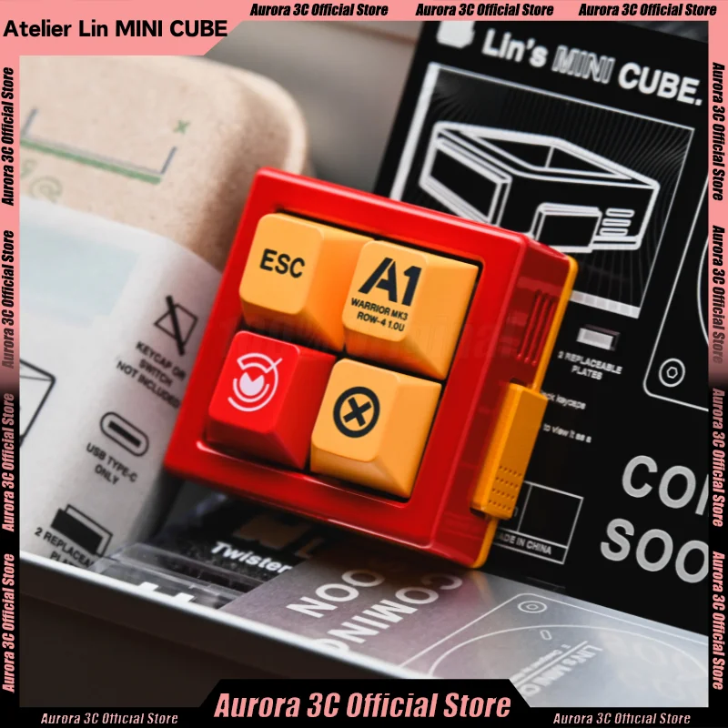 Atelier Lin Lin's MINI CUBE 4Keys Pad Wired Aluminum Alloy Mini Mechanical Keyboard Custom Creative Keyboard PC Accessories