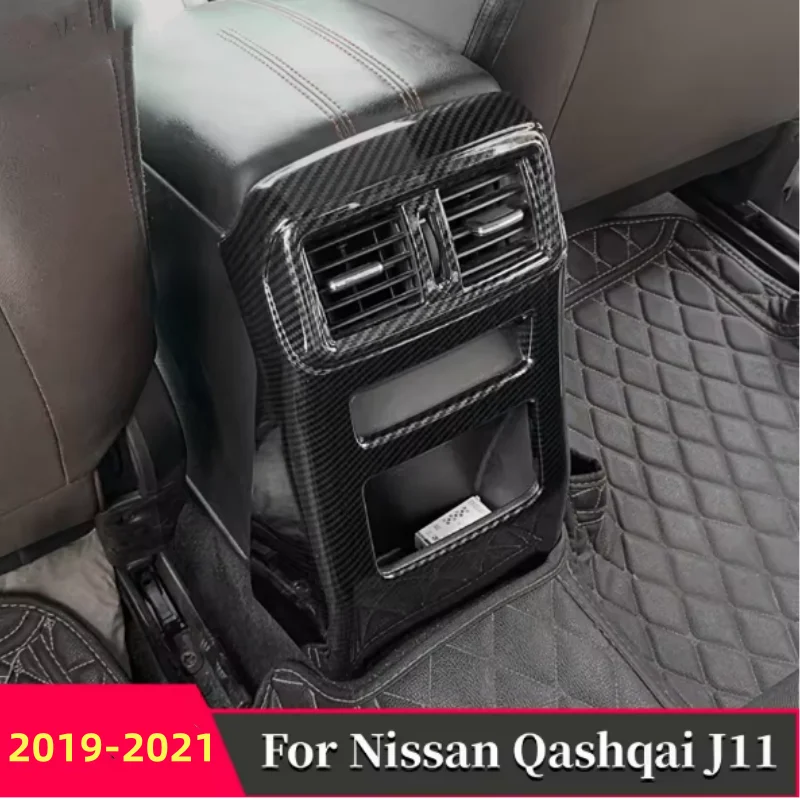 

For Nissan Qashqai J11 2019-2021 ABS Car Armrest Trims Cover Seat Rear Air Conditioning Outlet Vent Decoration Accessories