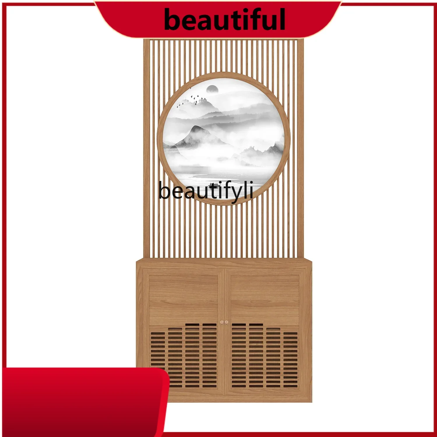 

New Chinese screen with cabinets integrated partition wall living room entrance entrance entrance locker hotel wooden shelter H