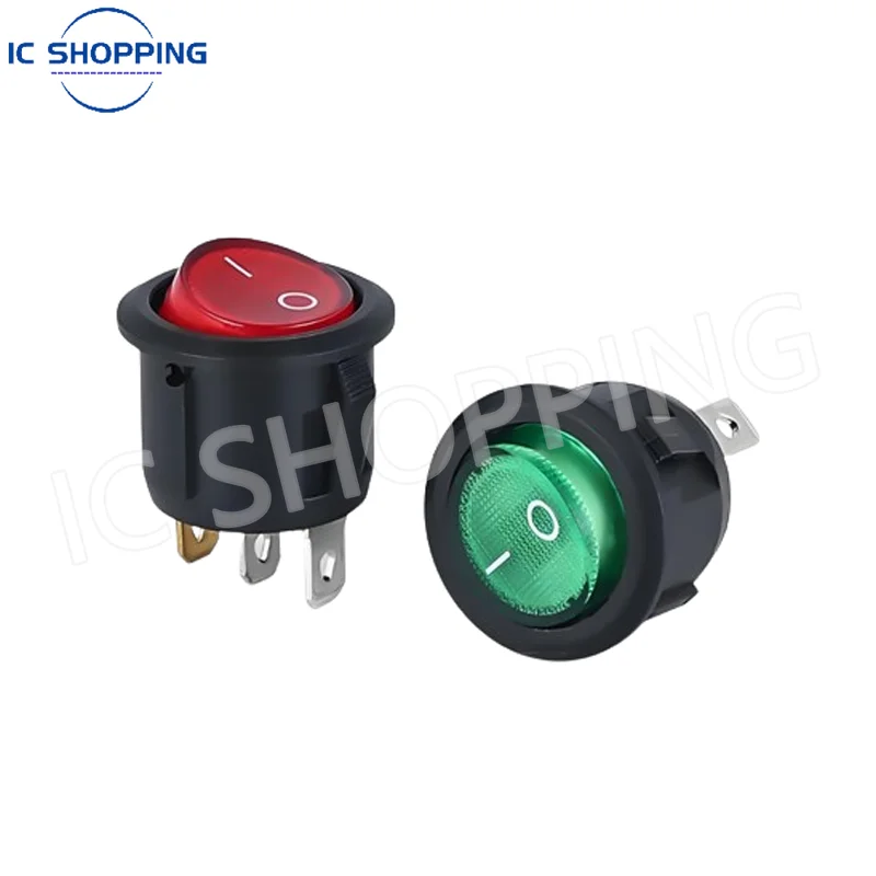 10Pcs KCD1-105 20mm Diameter Round Rocker Switches Black Mini Round Black White Red 3 Pin Rocker Boat Switch With Light