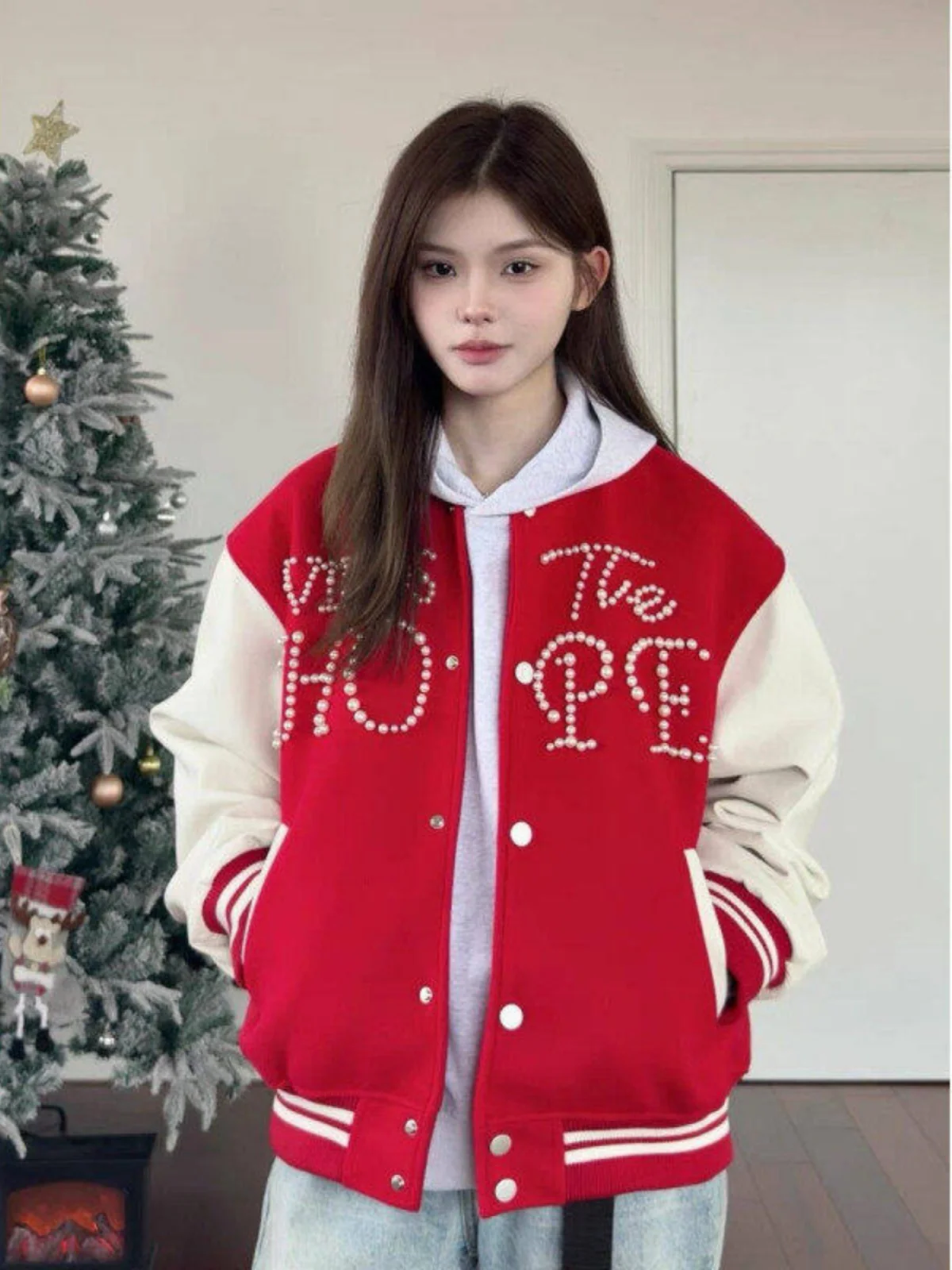 

Cleanfit American Sle Baseball Jaet ex Spring Autumn Color Blo Flight Jaet Couple Matching Loose Fit Polyester Ny...