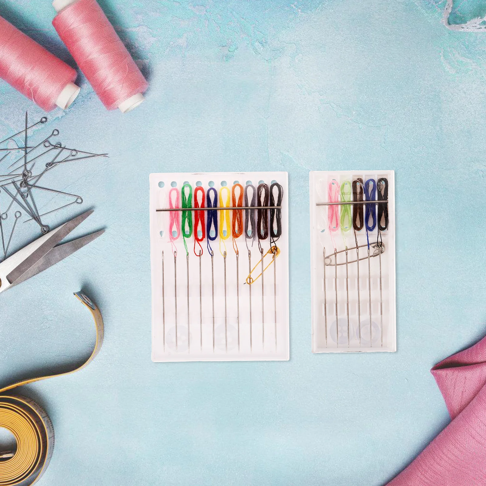 

2 Sets Thread for Sewing Kit Supplies Tools and Accessories Manual Embroidery Pins