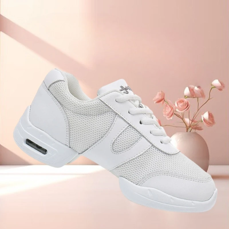 Buty do tańca Sneakersy Siateczka Oddychające Miękka Podeszwa Tańcik Kwadratowy Letnie Buty do Jazzu Damskie Podwyższające Rozmiar 44