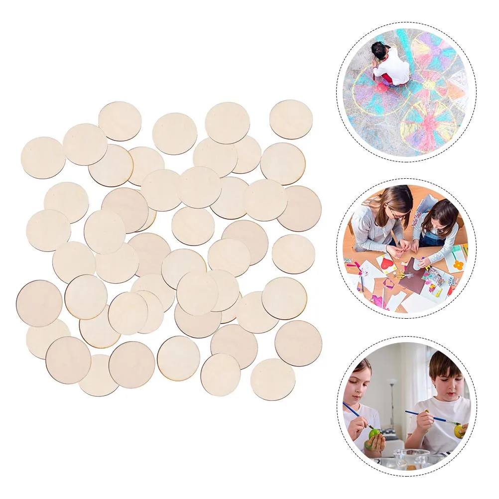 

100pcs Round Circles Ornament Unfinished Wood Cutouts For Diy Craft Supplies Handmade Decor Graffiti Wafer Natural Wood Slices