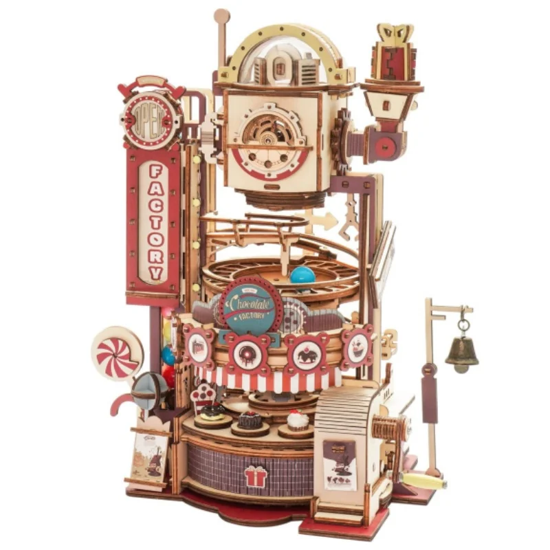 

Robotime ROKR Marble Chocolate Factory 3D Wooden Puzzle Games Assembly Model Building Toys for Children Kids Adult Birthday Gift