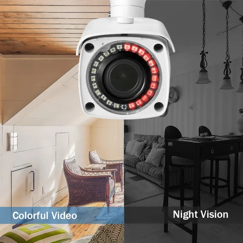 HJT POE IP Camera 8MP/5MP/2MP 5x Optical Zoom 30mIR Night Vision Waterproof Motion Detection Security Outdoor CCTV TF Card Camhi