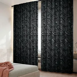 2Pcs Vintage Curtain Antique Baroque Pattern With Mild Shade Gothic Victorian Style For Bedroom Bathroom Living Room Dining Room