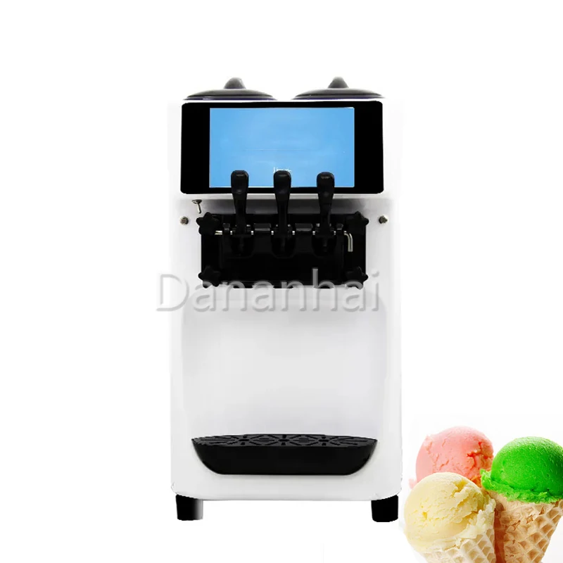 Commercial Three Flavor Soft Ice Cream Machine Mini Desktop Milk, Fruit, Strawberry, Sweetener, Saint Dai Machine