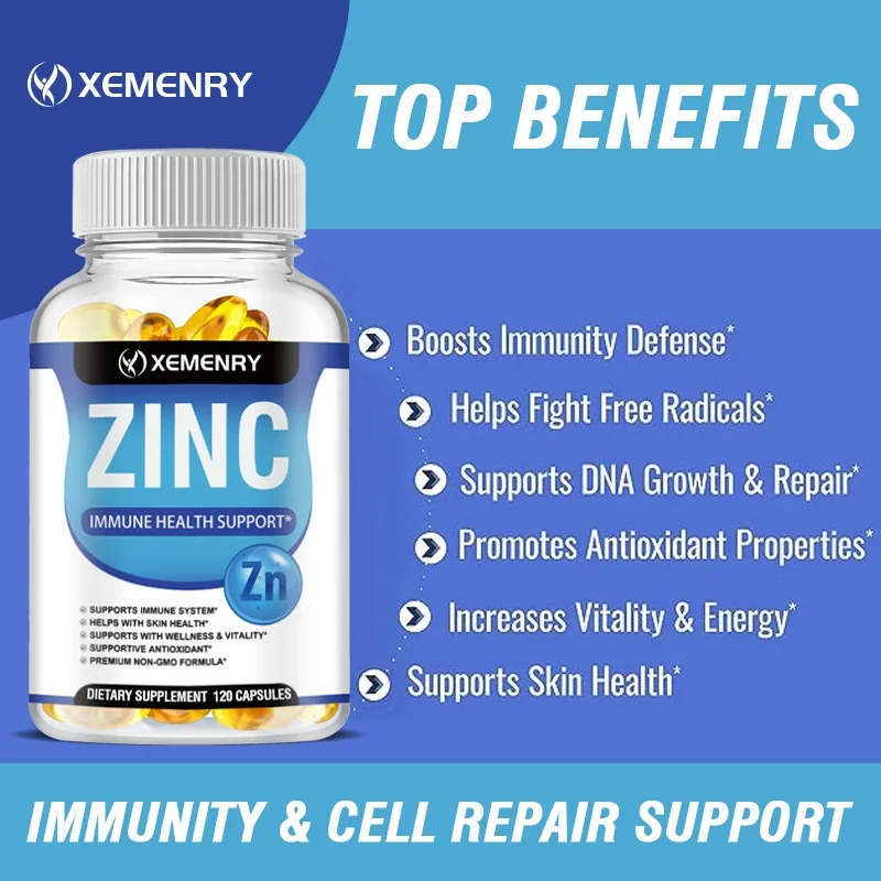 Xemenry Zinc Capsules, Ultra Absorbable, Non-GMO, Gluten Free, 120 Vegetarian Capsules