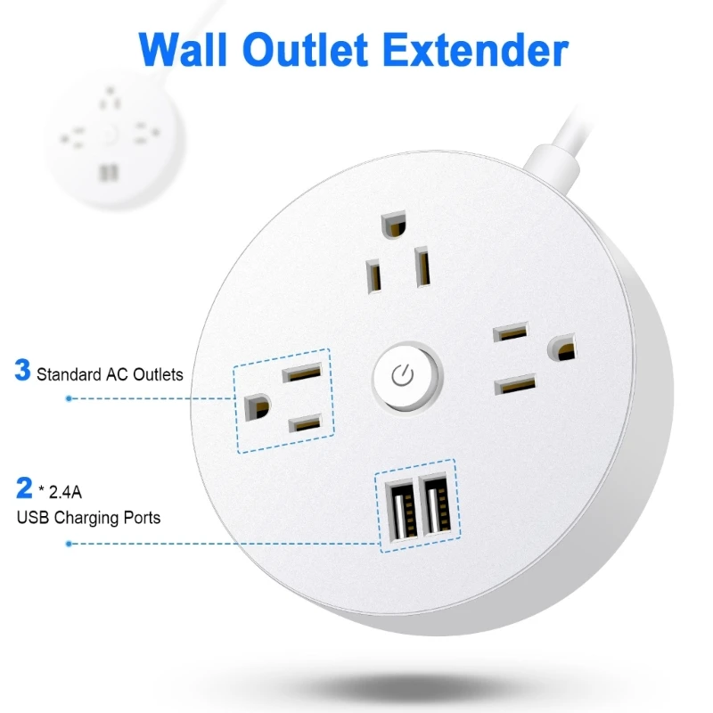 Panel alimentación, enchufe pared multifunción, extensor toma pared para viaje negocios