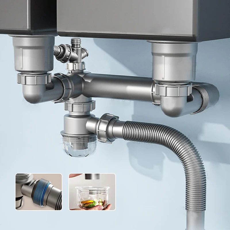 universal sink downpipe acessorios sink drain pipe double dishwasher grupo anti odor apto para lavatorio de cozinha banheiro unico 01