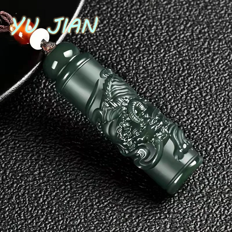 

Natural Authentic Certification Hetian Qingyu Carving Round Pixiu Pendant Jade Exquisite Jewelry Men And Women With Chain Neckla