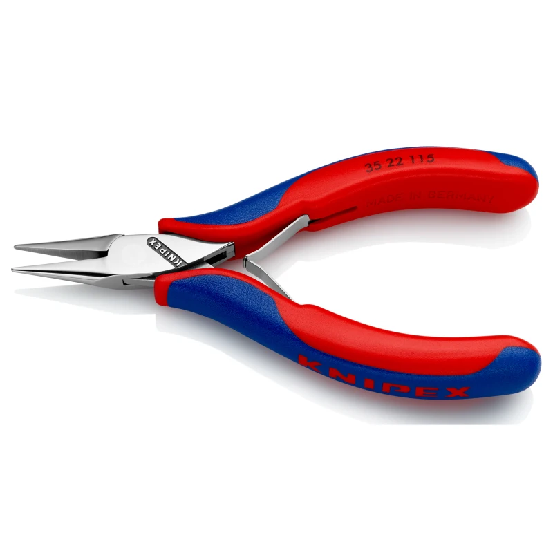 KNIPEX 35 22 115 Needle-nose Pliers 4.5-inch Wide Jaws Load-optimised Design Electronics Pliers with Low-friction Double Spring