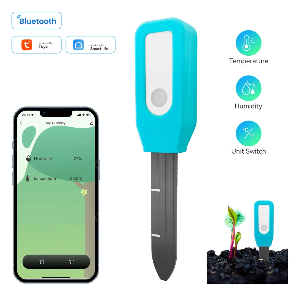 

Tuya Smart Bluetooth Temperature Sensor Soil Thermometer Hygrometer Smart Home Products Voice Control Safety protection
