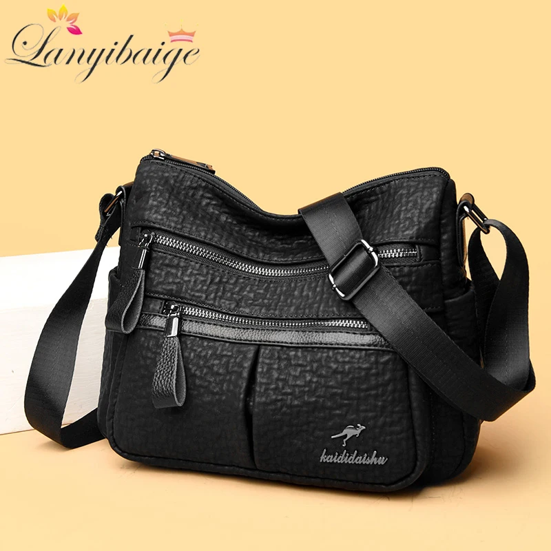 Fashion Multi Pocket Crossbody Shoulder Bag For Womens High Quality Soft Leather  Luxury Designer Large Capacity Messenger Bags