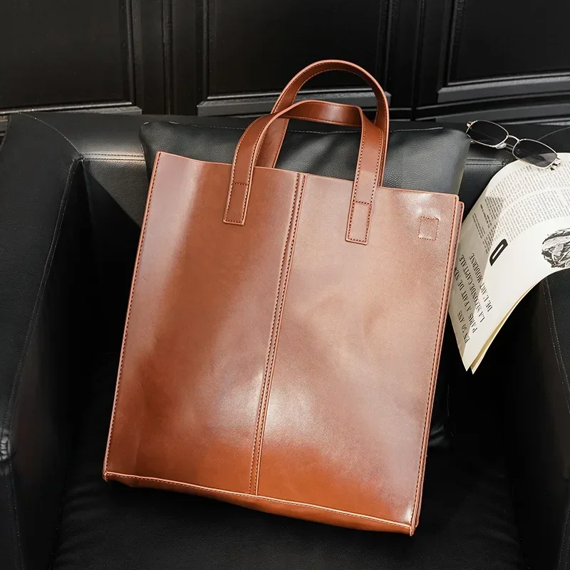 Simple Vintage Men's Handbags Luxury Business Shoulder Bag Men Laptop Top-Handle Bags High Capacity Totes Male Crossbody Bags