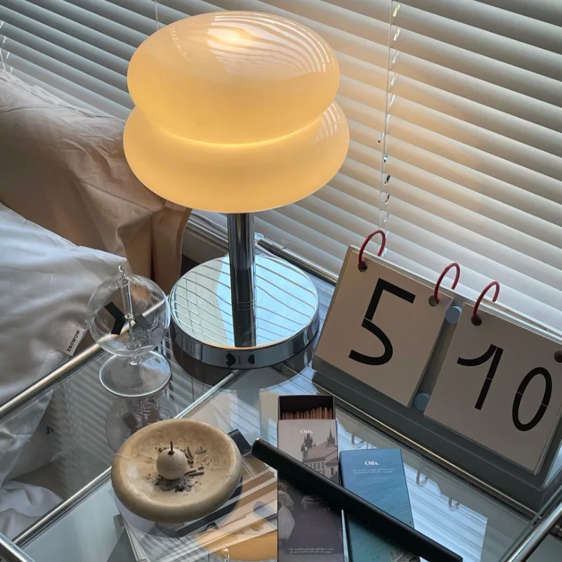 Glass Table Lamp Trichromatic Dimming Living Room Atmosphere Lamps Eye Protection Night Light Girl Bedroom Bedside Decor