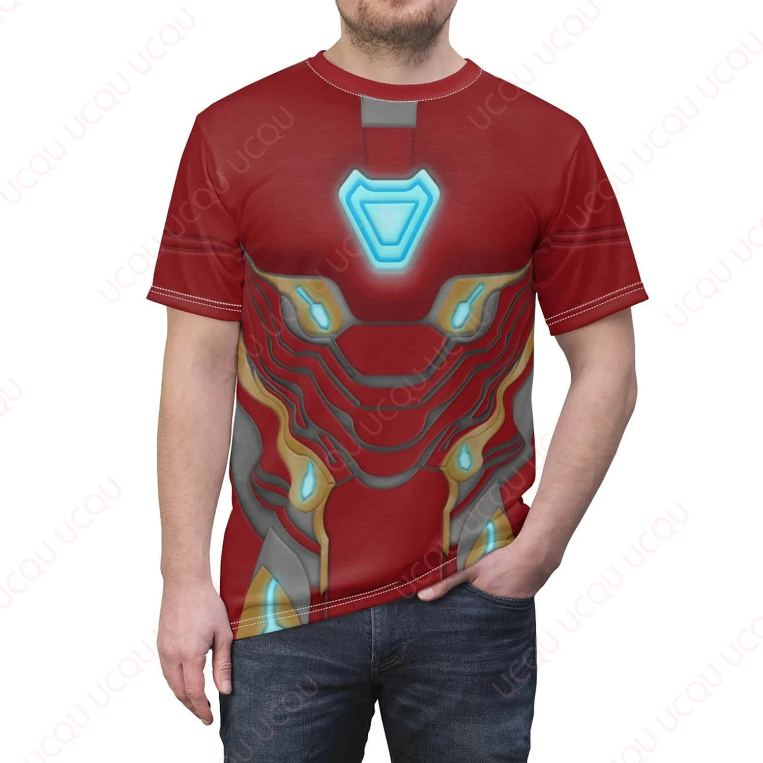 

Marvel Iron Ma Cosplay T-Shirt Summer Loose Outfit Hot Sale Faddish Casual T-shirt Adults And Children Dressed