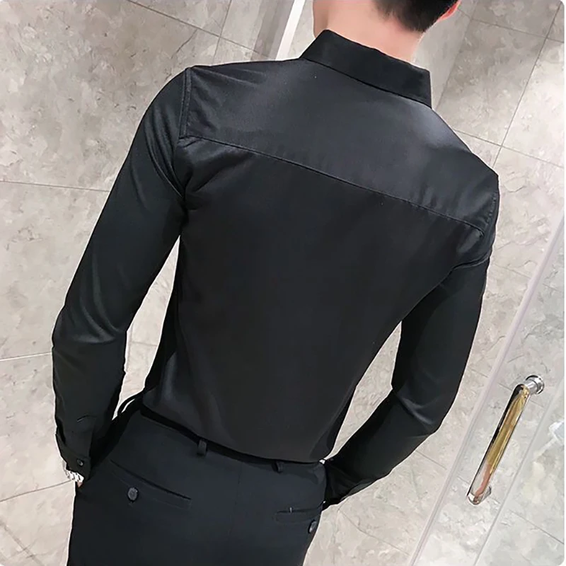 Camisas bordadas combinables con botones y solapa para hombre, ropa informal, ajustada, coreana, primavera y verano, 2024
