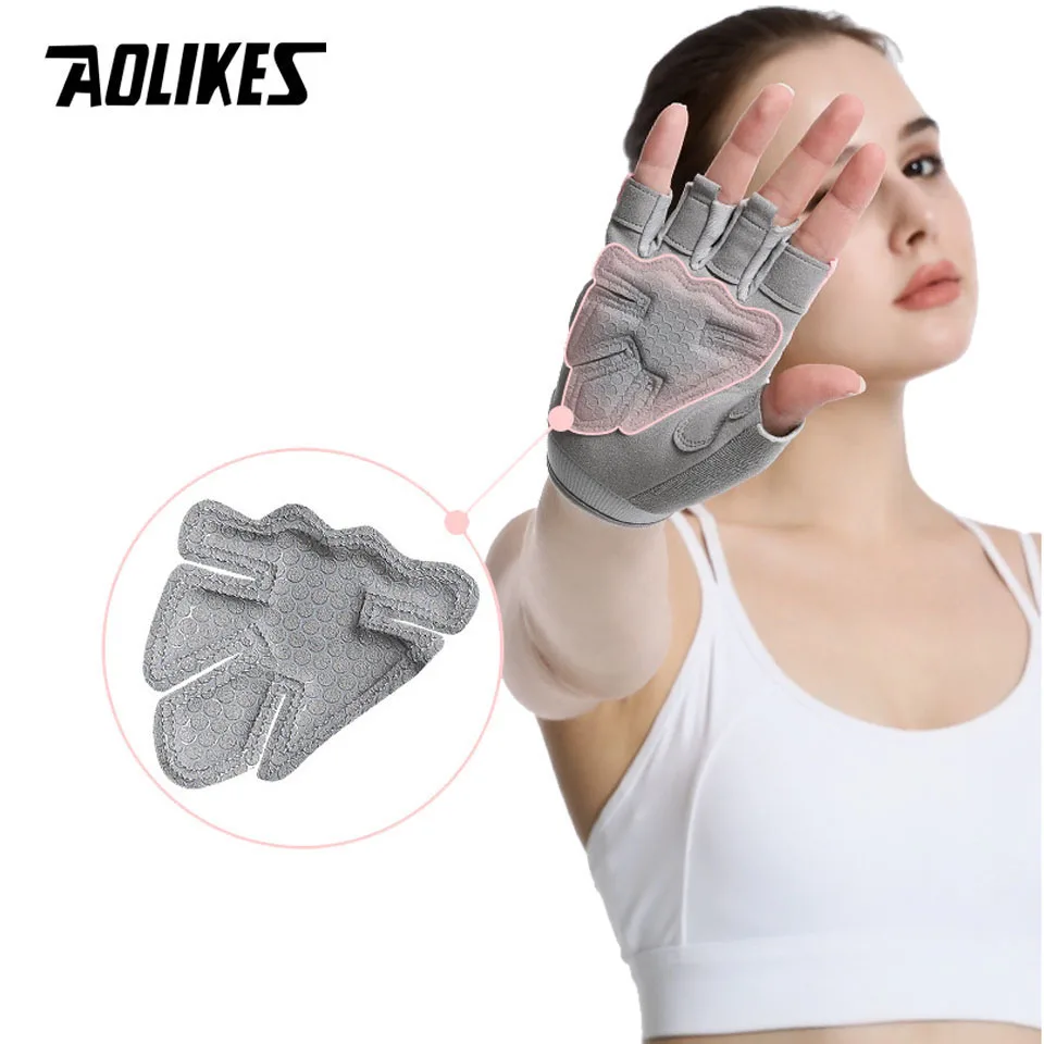 AOLIKES 1 Pair Fingerless Workout Gloves Men and Women Weight Lifting Gloves Support For Gym Training Full Palm Protection