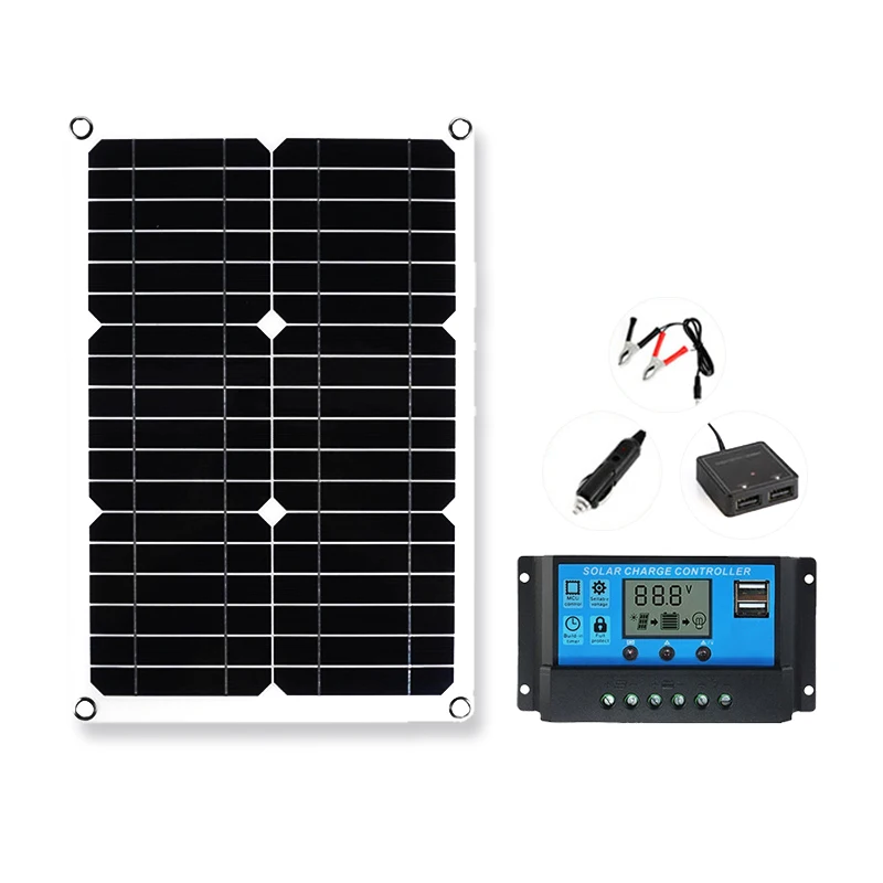 Painel solar portátil impermeável, porta usb, carregador de bateria solar, acampamento ao ar livre, banco do poder do telefone, 500W, 18V, 12V, 5V