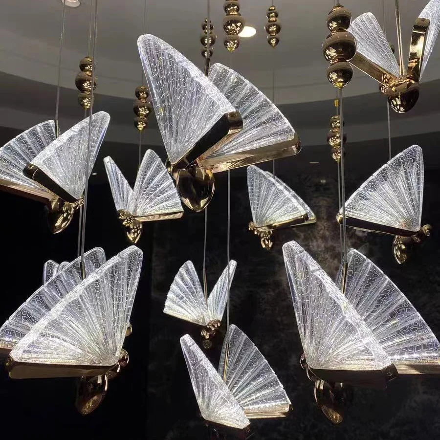 

Bedroom Bedside Pendant Lights Modern Minimalist Butterfly Single Head Light Net Red Bar Stairwell Small Pendants Lamp Led New