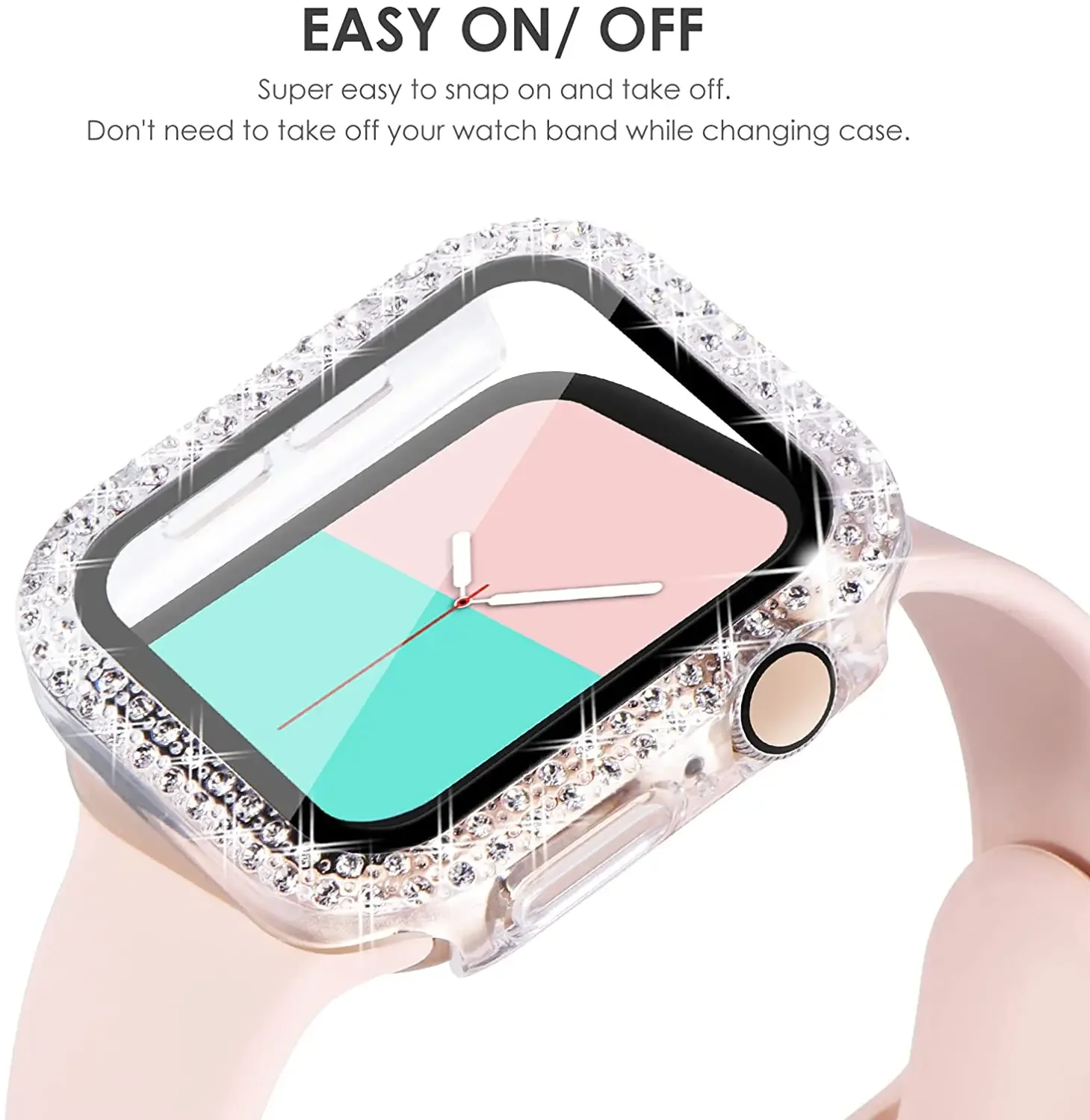 Diamond Cover for Apple Watch 45mm 41mm Case 42mm 38mm PC Bumper Protector for Iwatch Serie 9 8 7 6 5 3 Se 40mm 44mm Accessories