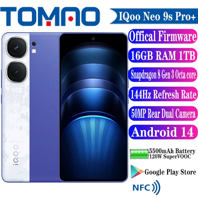 Vivo-iqoo neo 9s pro plusスマートフォン,5g,50mpリアカメラ,6.78 