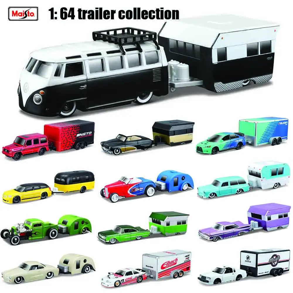 Maisto 1:64 Volkswagen Van Samba Alameda Trailer Trailer trailer model simulation car model alloy car toy male collection gift