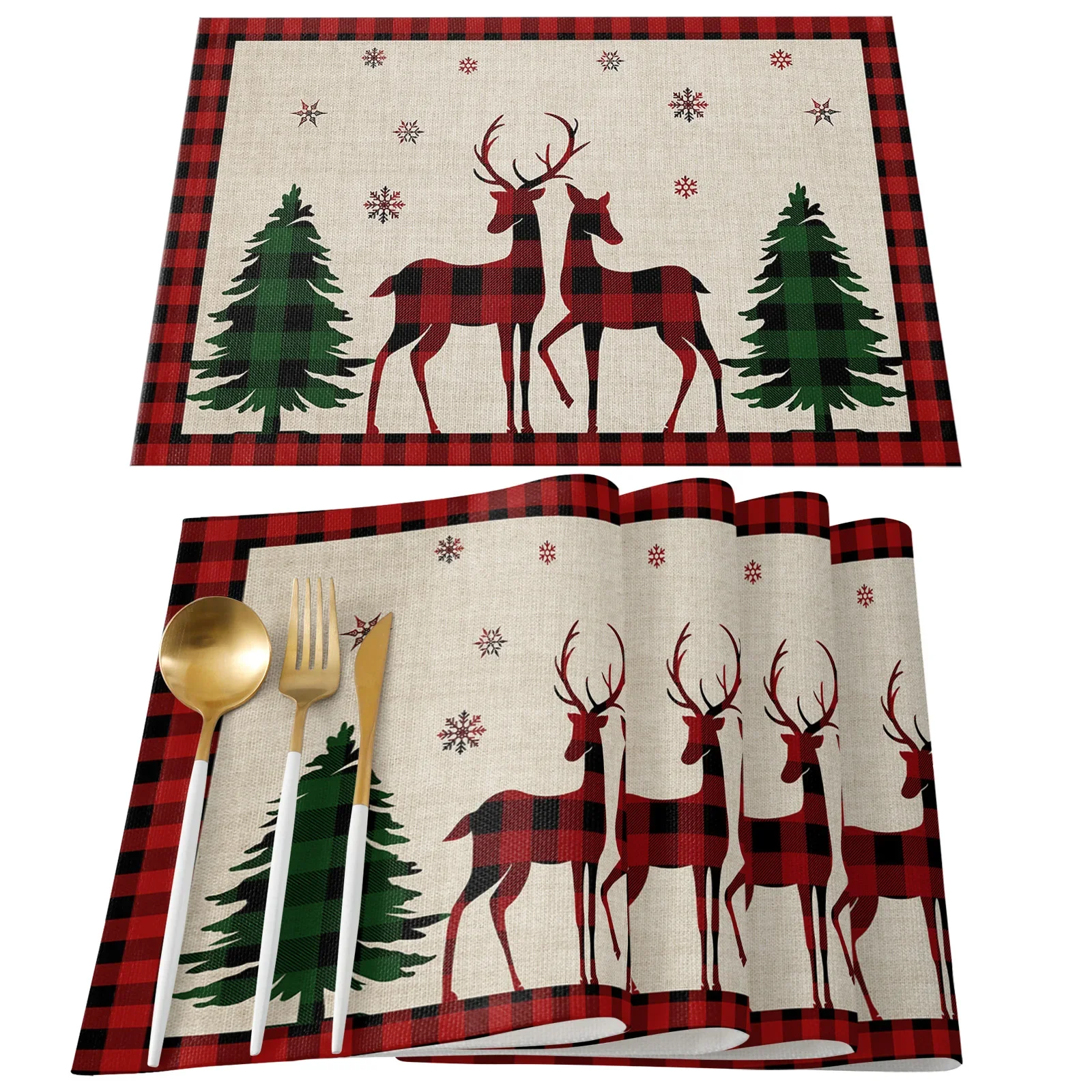 Christmas Snowflake Elk Christmas Tree Table Runner Home Wedding Table Mat Centerpieces Decoration Party Dining Long Tablecloth