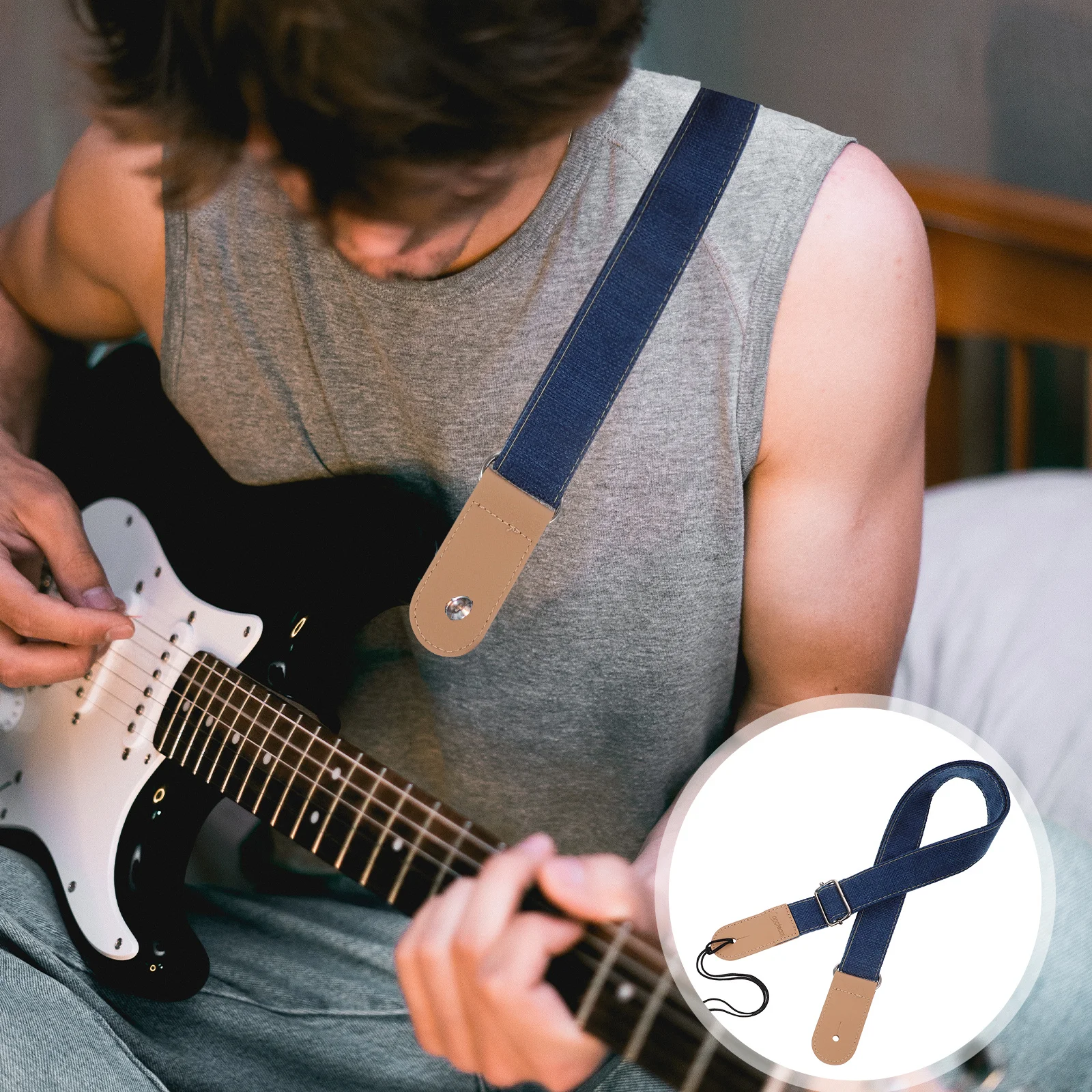 

Ukulele Strap Cotton Linen Body Ends Metal Buckle Adjustable Guitar Strap For Ukulele Perfect Size Blue Instrument