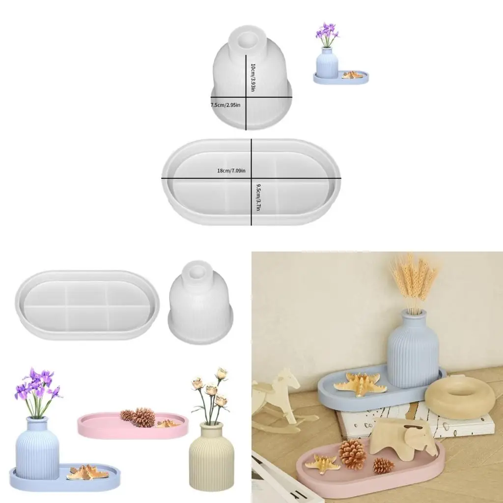 Flower Pots Set Silicone Mold Concrete Container Mold Storage Box Jar Silicone Plaster Mold Resin Tray
