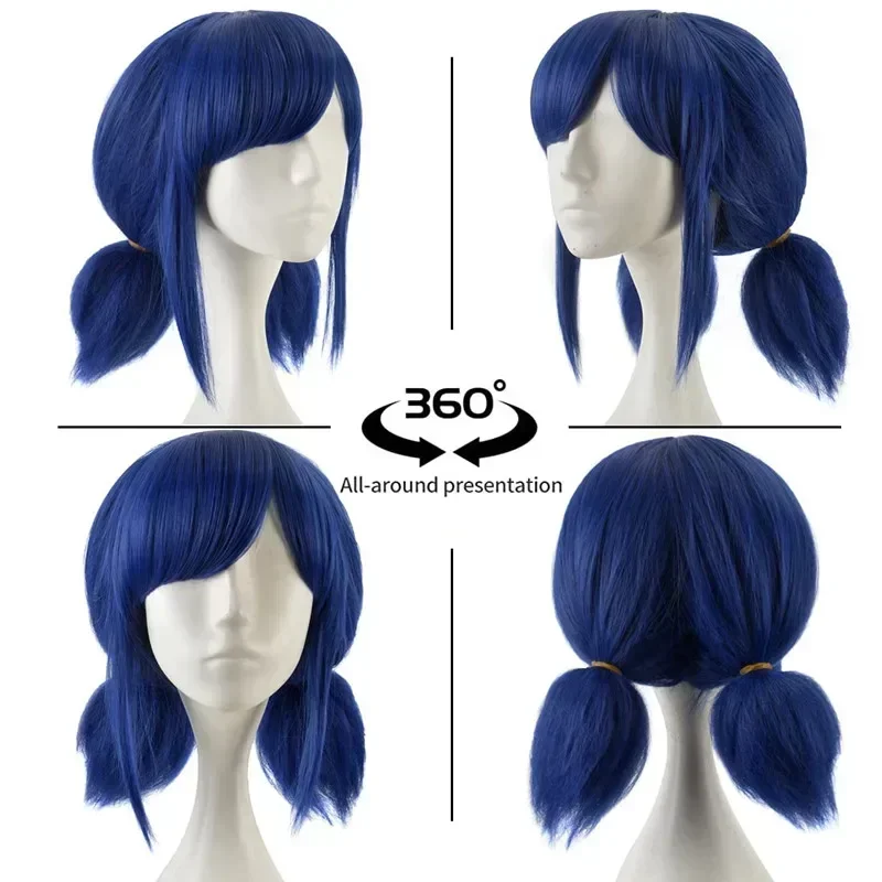 

CosplayPerruque de Cosplay bleue pour filles, perruques courtes pour Costume d'halloween pour femmes, perruques Anime de Style
