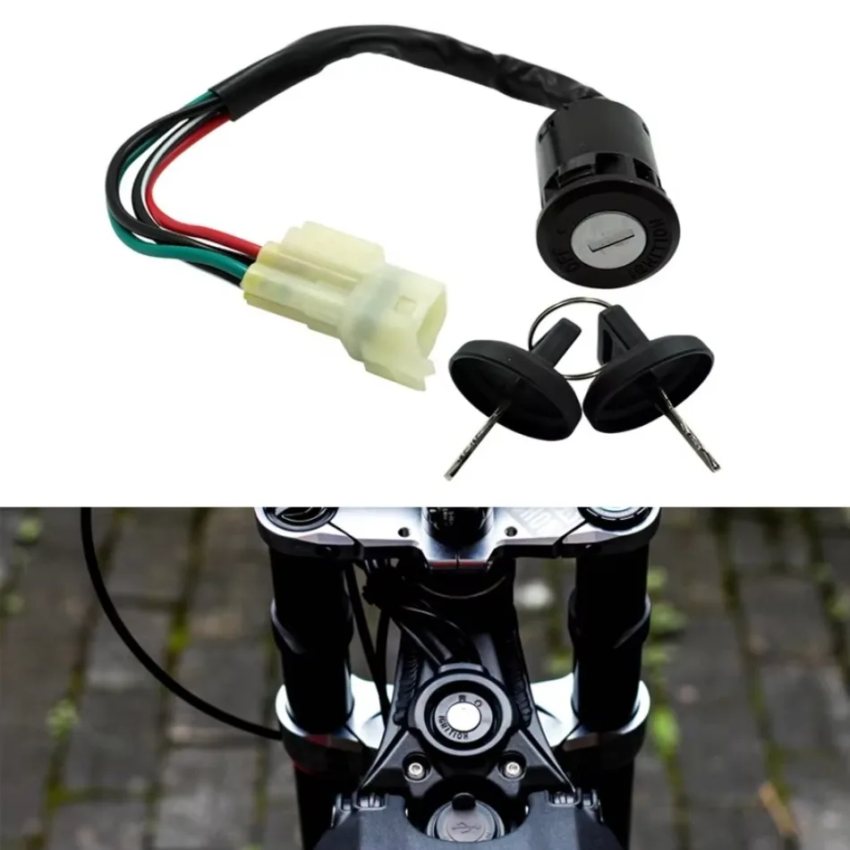 Motorcycle Beach Bike ATV Conversion Electric Door Lock Off-Road Bike Conversion Parts 4-Hole Plug Ignition Key Switch 1SET