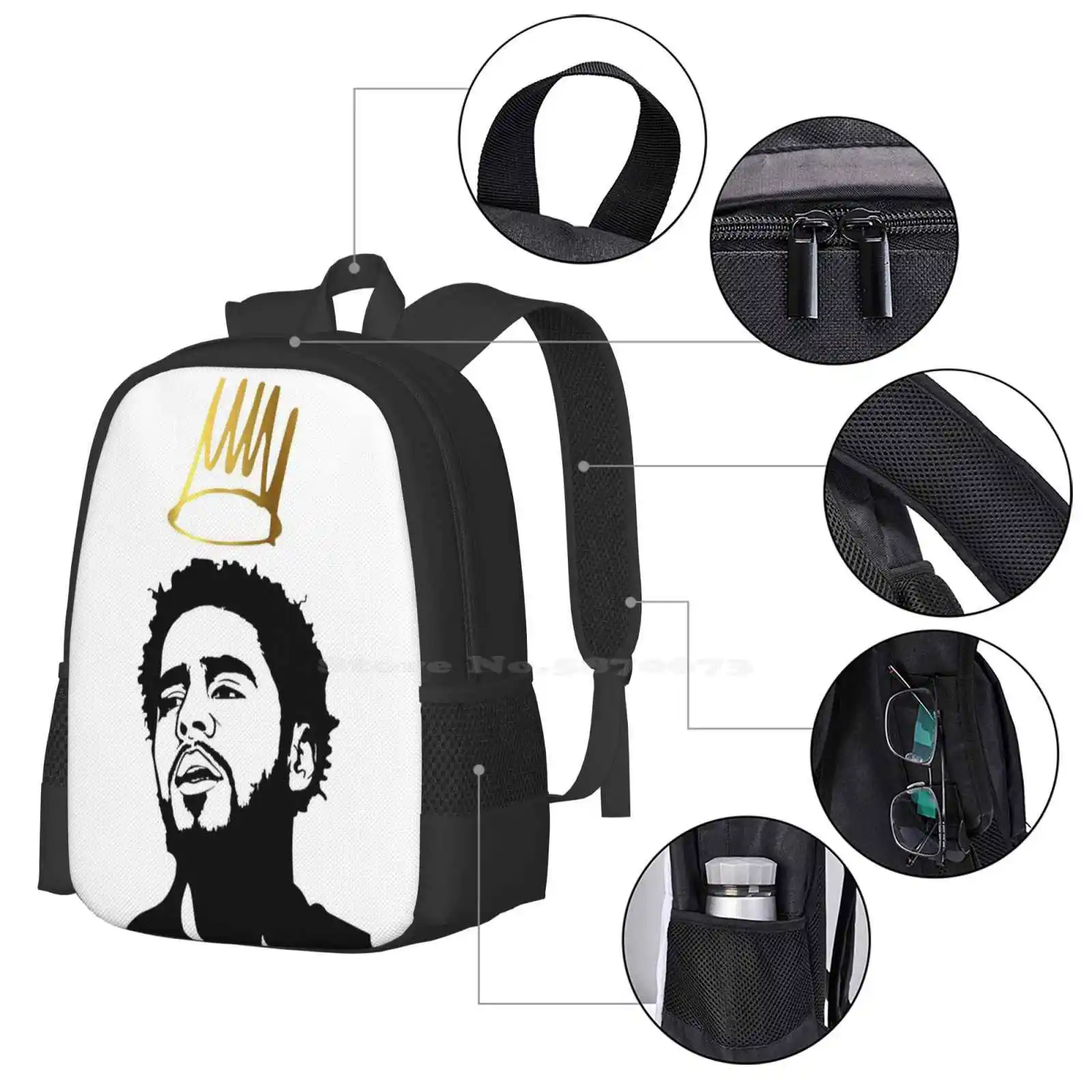 J. Cole 2 Exlusive تي شيرت نمط تصميم الكمبيوتر المحمول السفر الحقائب المدرسية دريك كندريك لامار ليل راب