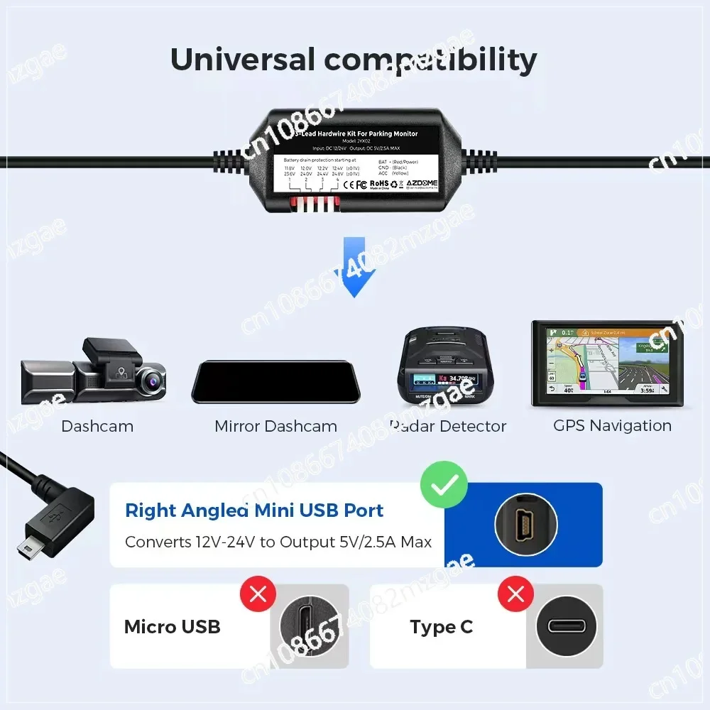 Tachograph step-down line LINDU step-down line Hardwire kit installation Hardwire kit