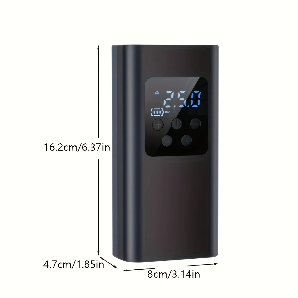 

1pc Portable Tire Inflator Air Compressor with Digital Pressure Gauge,Wireless, Auto Shut-Off Function, USB Rechargeable Battery